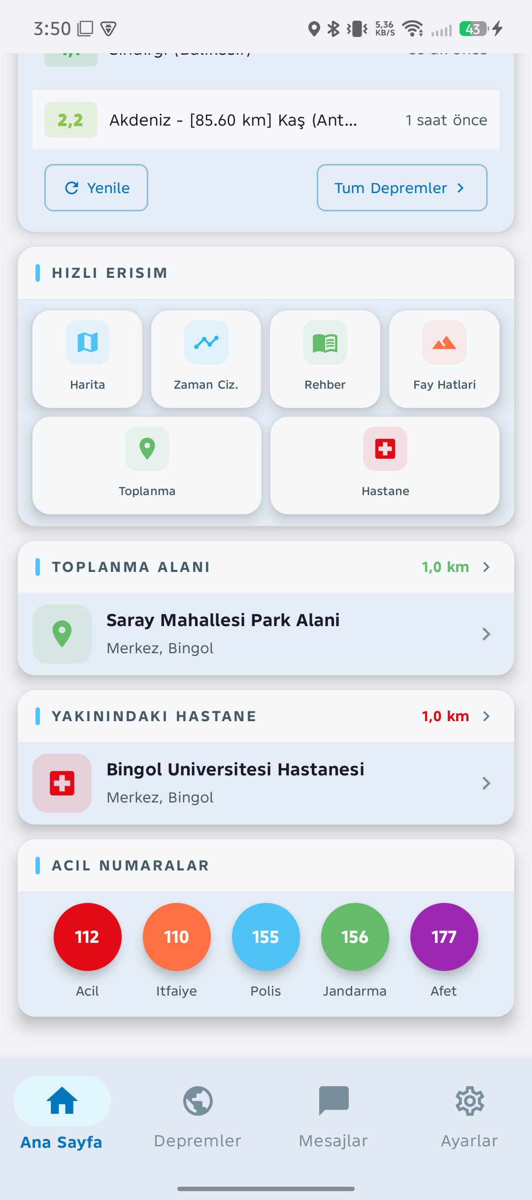 Deprem112 Toplanma & Hastane